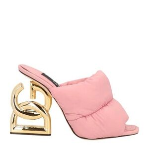 Dolce & Gabbana Quilted Nylon DG Heeled Mule Sandal - Pink & Gold